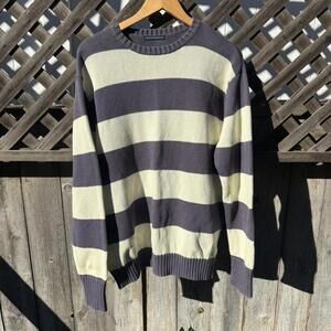 Brandy Melville Striped Sweater Navy & Cream Oversized Knit (one size fits M/L)